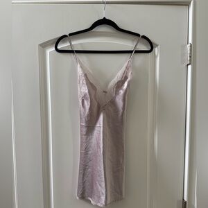 Victoria’s Secret Satin Lace Slip Nightgown Taupe Silver Size Small